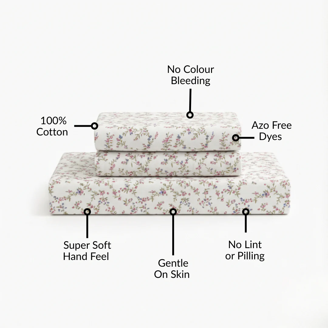 Dewdrop Vine Pure Cotton King Size Bedding Set 275x275cm - Image 3