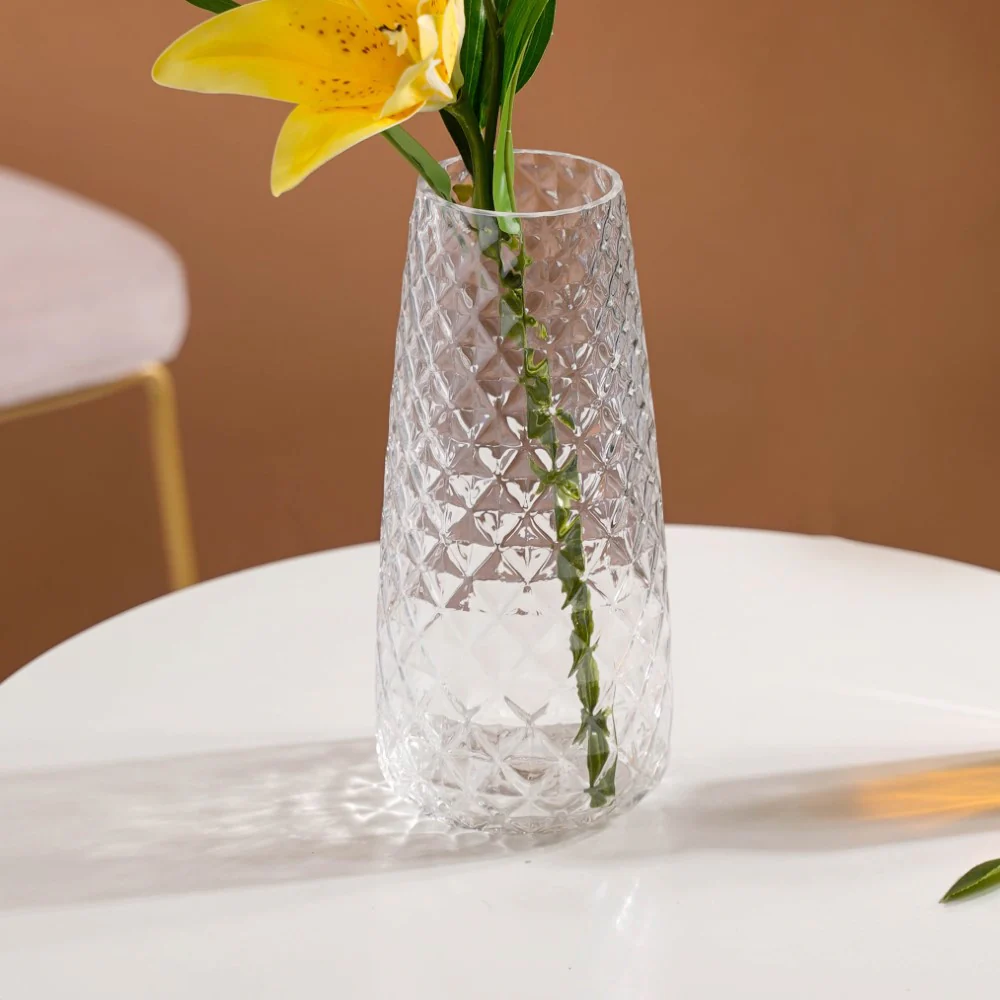 Diamante Clear Glass Flower Vase - Image 6