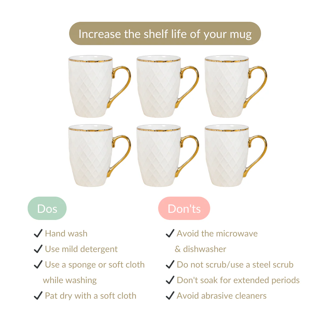Diamond Embossed Mug Set of 6 330ml - Image 5