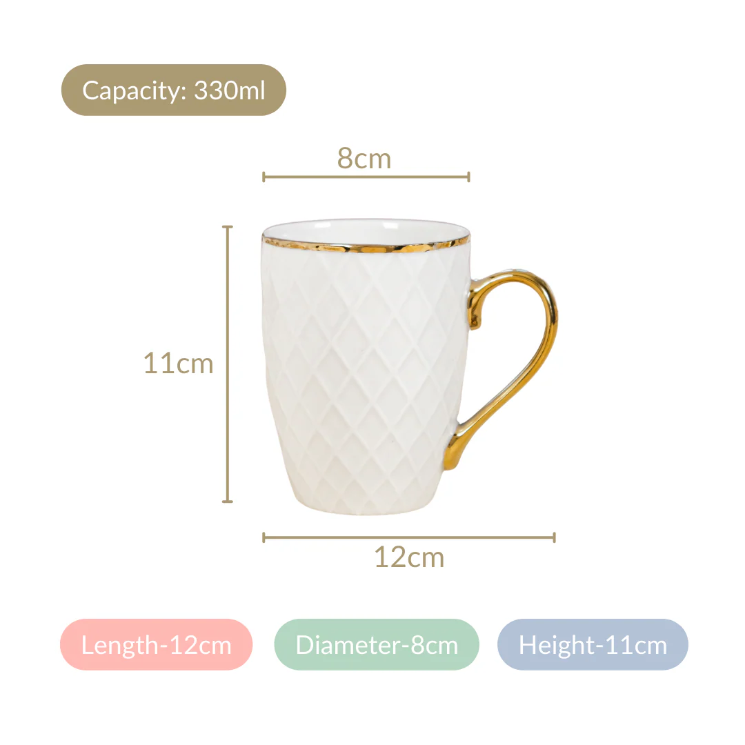 Diamond Embossed Mug Set of 6 330ml - Image 6