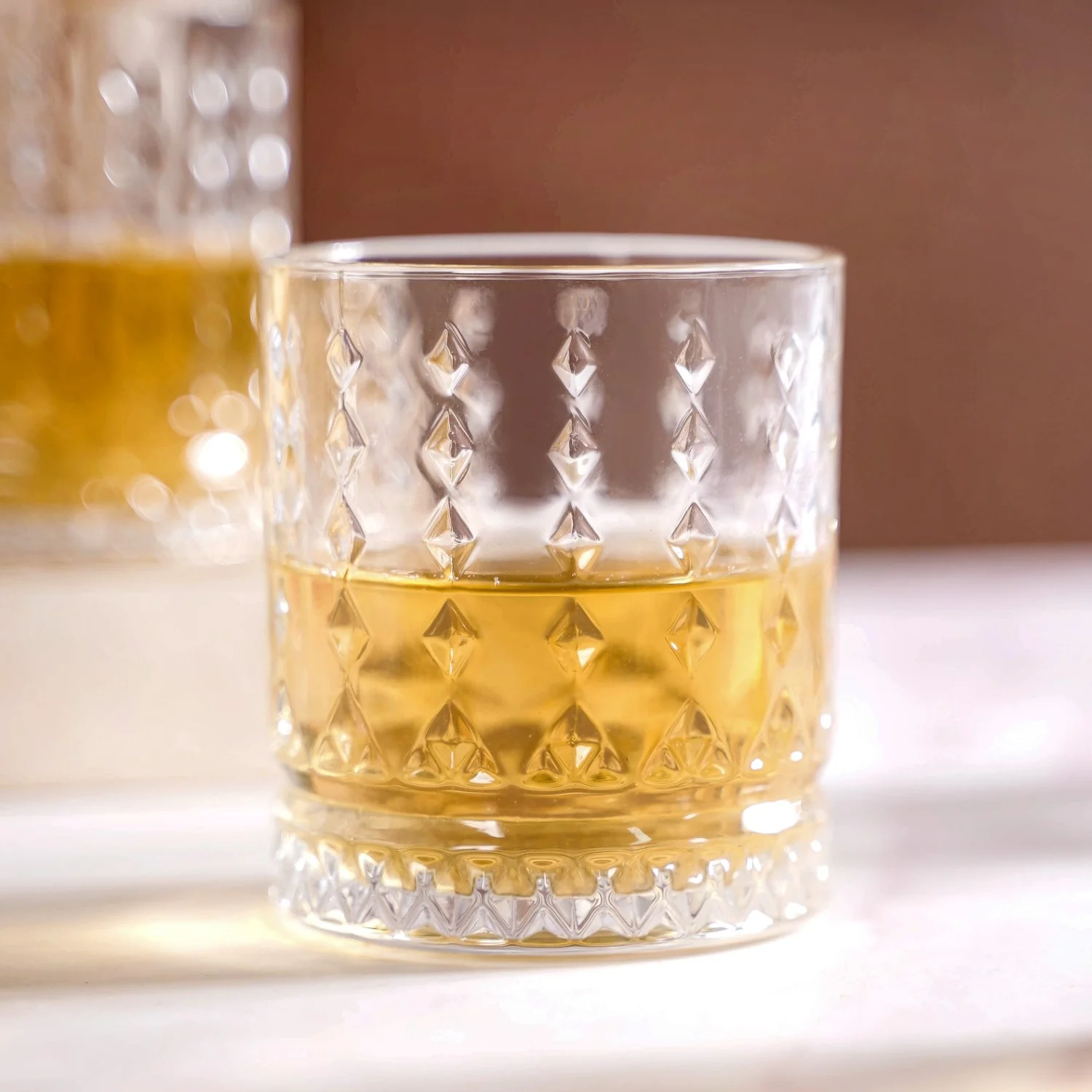 Diamond Embossed Whiskey Glasses Set Of 6 220ml - Image 7