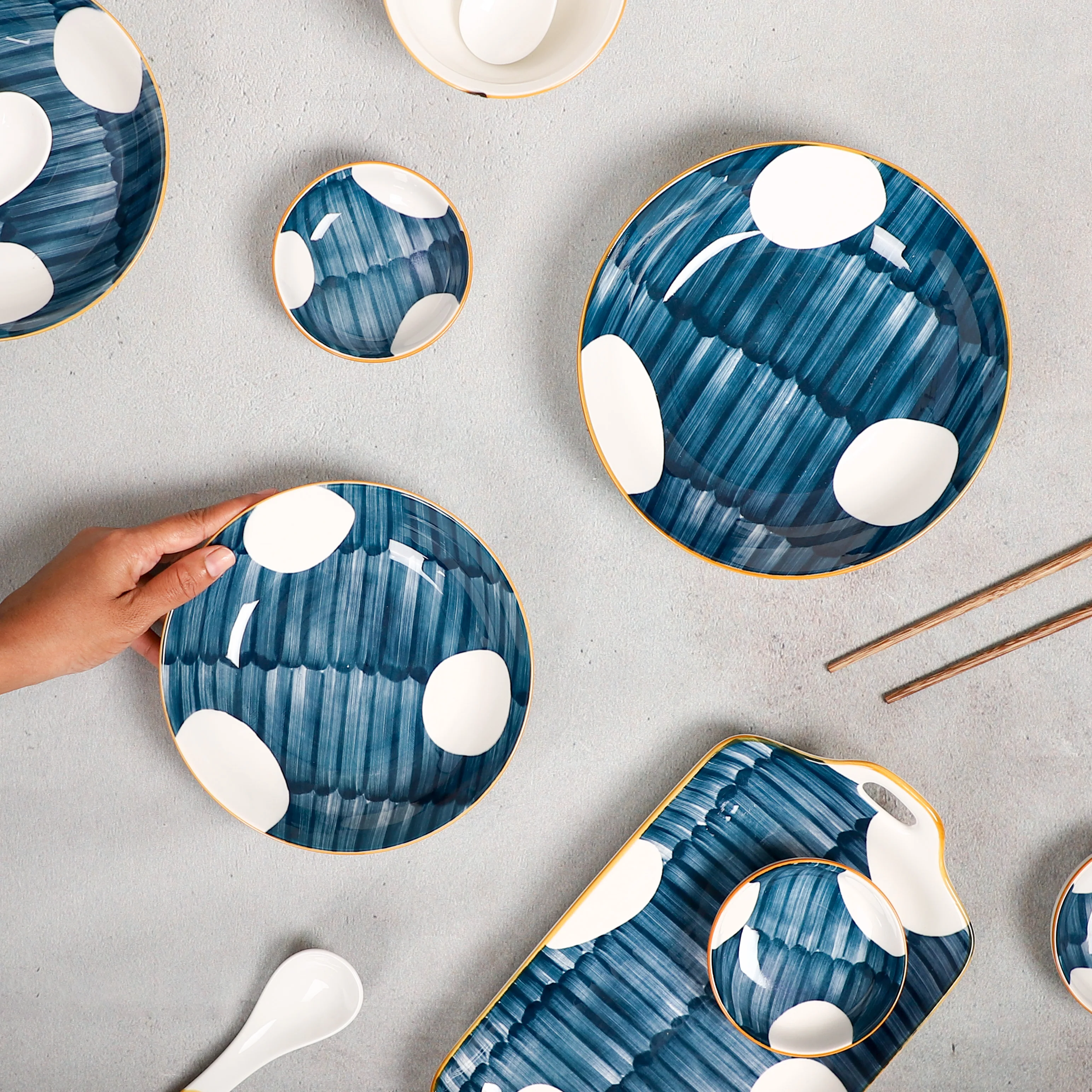 Hand painted Dinner Set Nitori - Image 9