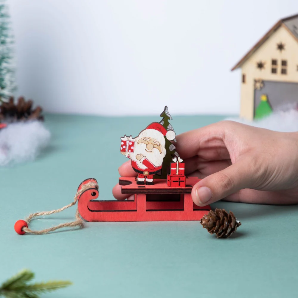 DIY Santa Sleigh Wooden Ornament - Image 2