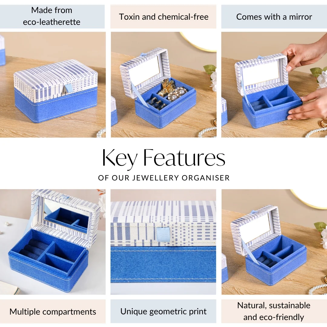 Dots And Dash Portable Jewellery Box With Mirror - Image 5