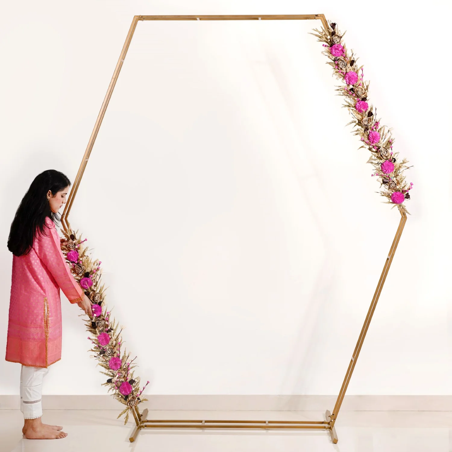 Double Hexagon Backdrop Metal Decoration Frame 100 Inch - Image 3