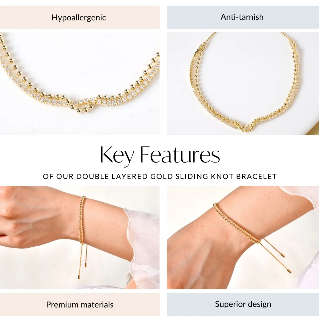 Double Layered Gold Sliding Knot Bracelet - Image 4