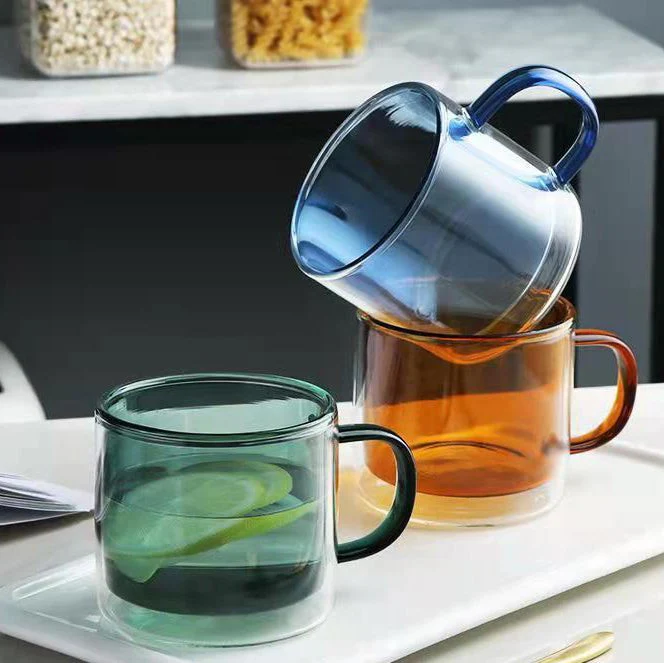 Double Wall Glass Mug Blue - Image 5