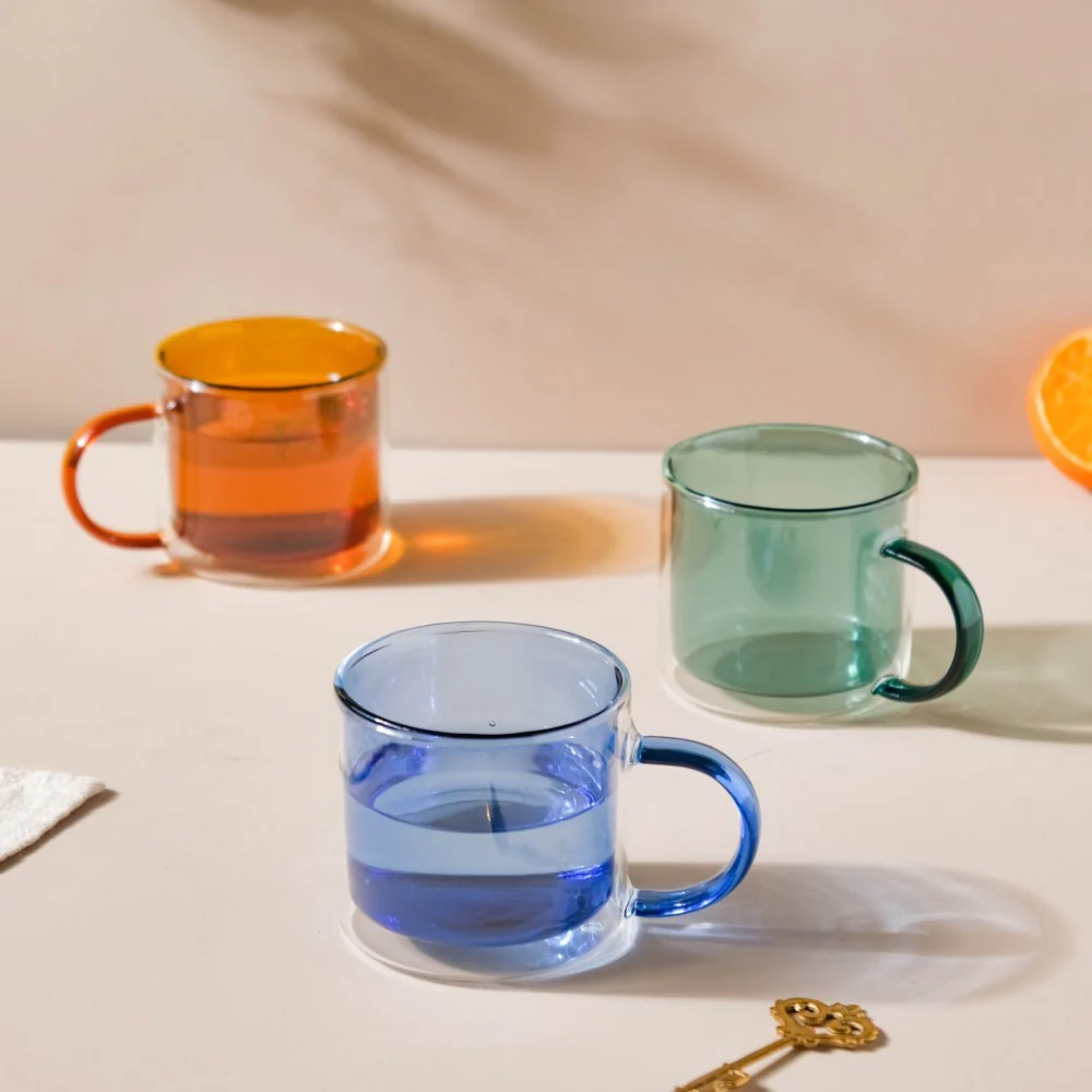 Double Wall Glass Mug Blue - Image 7