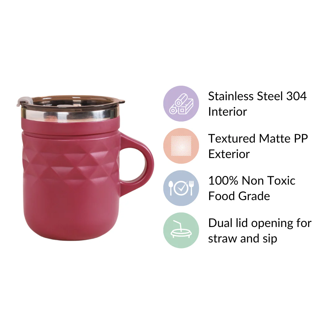Travel Mug With Lid Magenta 400ml - Image 5