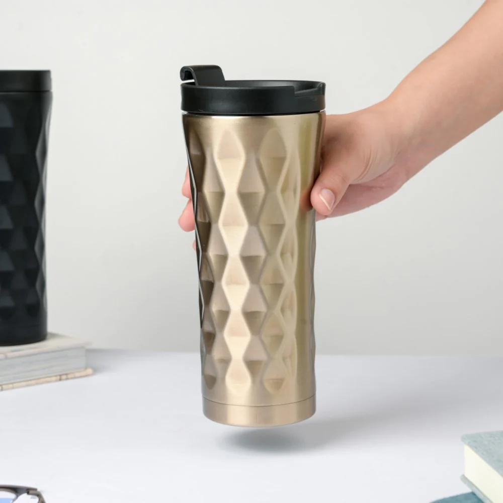 Double Walled Travel Tumbler Gold 500ml - Image 2