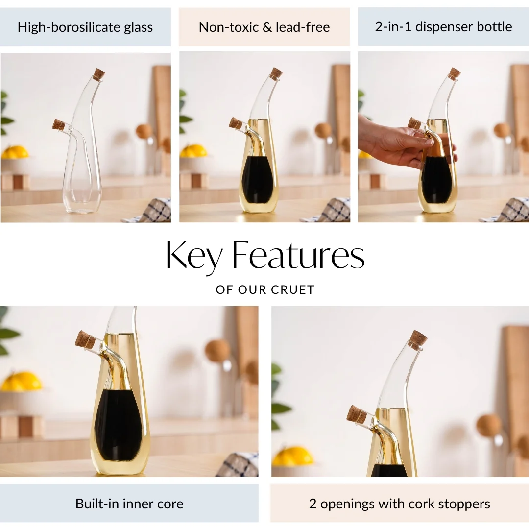 Droplet Style Two In One Balsamic Vinegar Oil Glass Bottle - Image 4