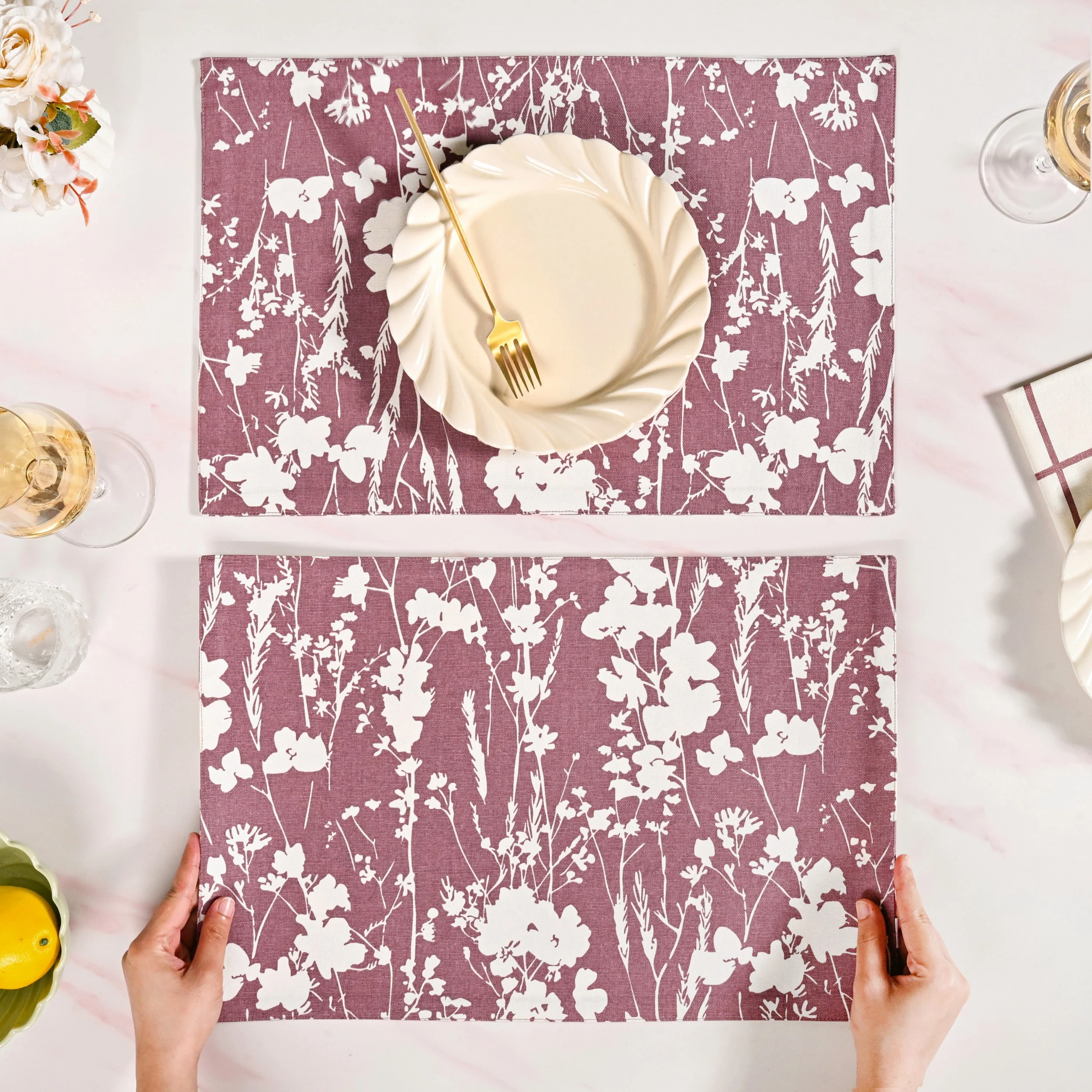 Dusty Mauve Cotton Water Resistant Placemat Set Of 4 - Image 3