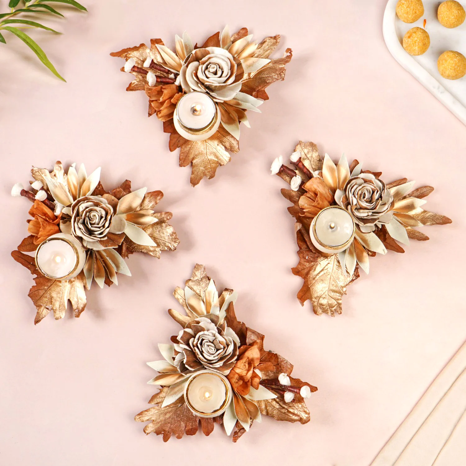Earthbloom Natural Tea Light Candle Holder Set Of 4 - Image 9