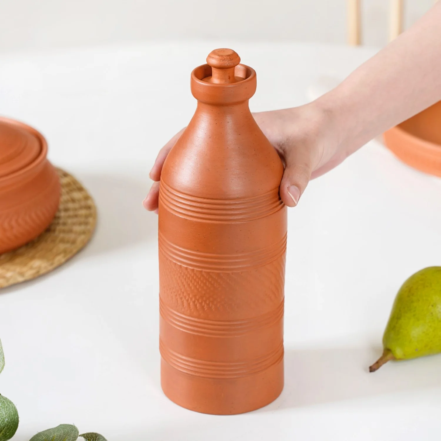 Earthen Clay Water Bottle 850ml - Image 2