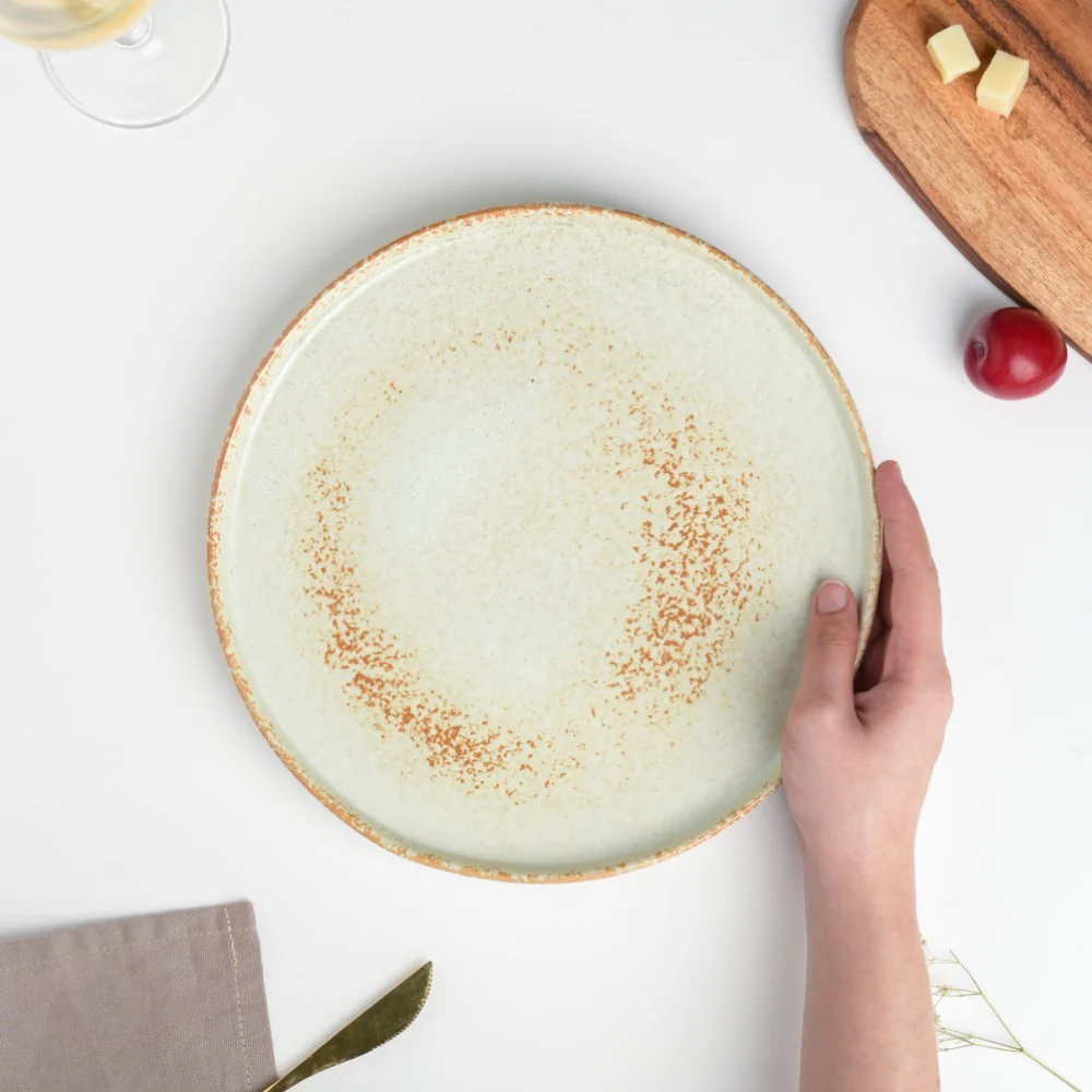 Earthy Stoneware Round Dinner Plate 10 Inch - Image 2