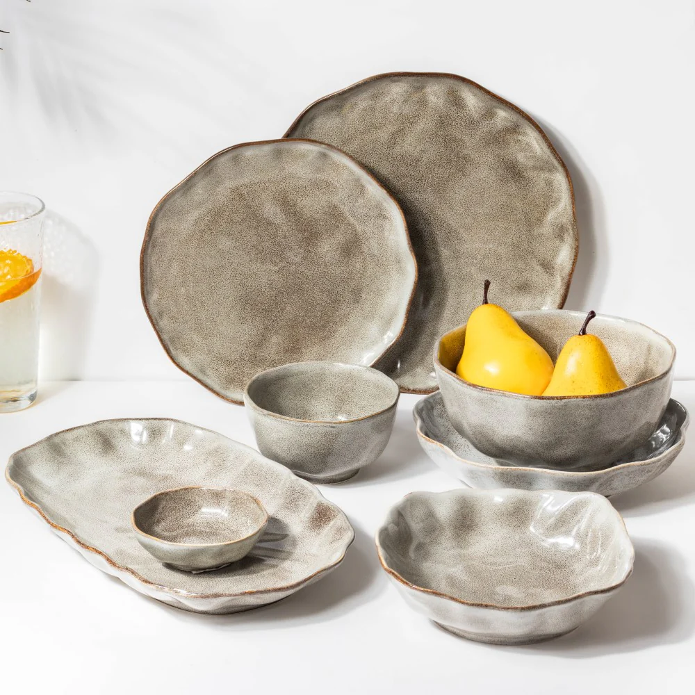 Eclectic Stoneware Wavy Snack Plate Grey 8 Inch - Image 5