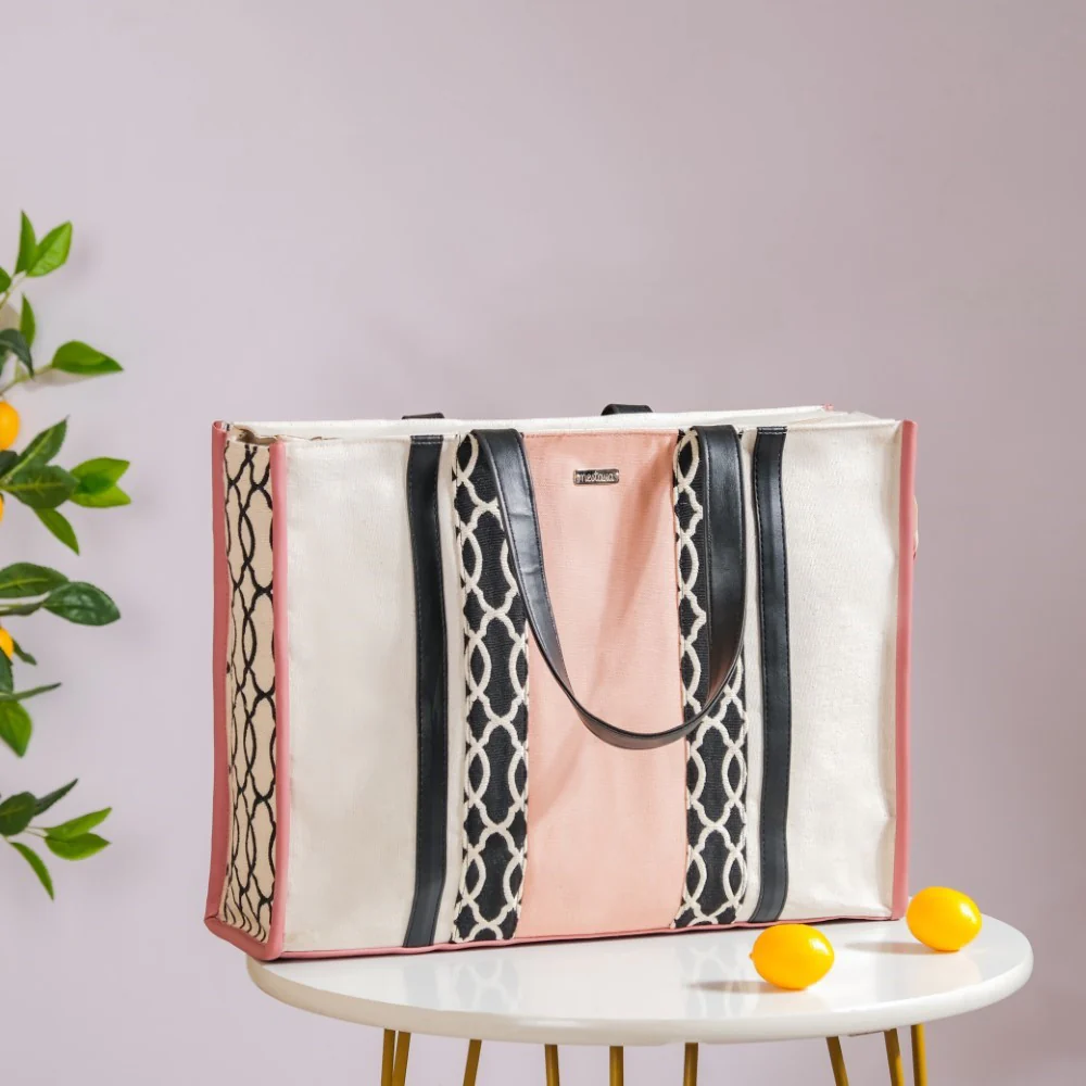 Eco Canvas Tote Bag Pink Large 17 X 12 Inch - Image 7