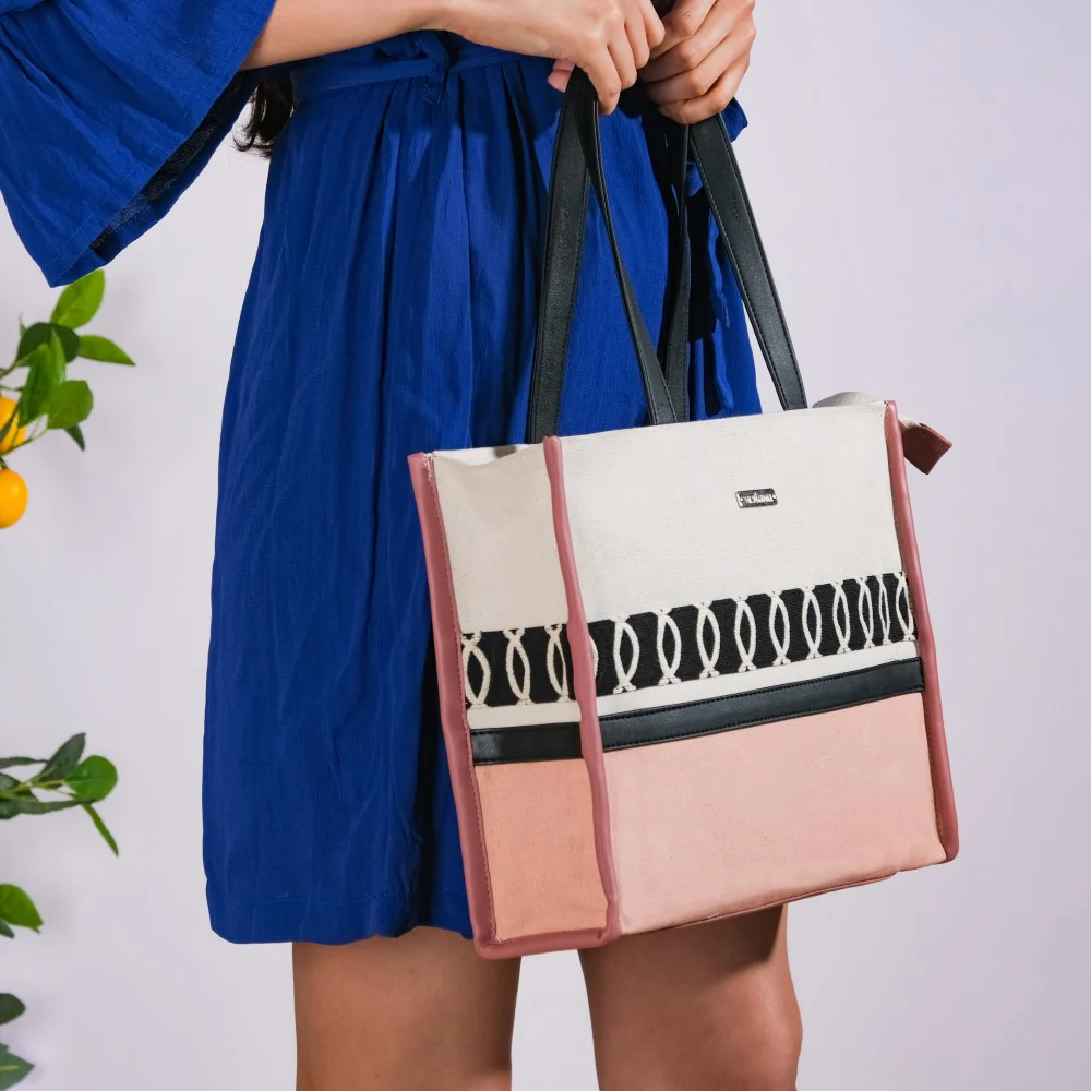 Eco Canvas Tote Bag Pink Small 12 x 10 Inch - Image 6