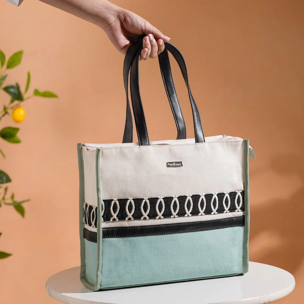 Eco-friendly Carryall Tote Bag Mint Small 12 x 10 Inch - Image 8