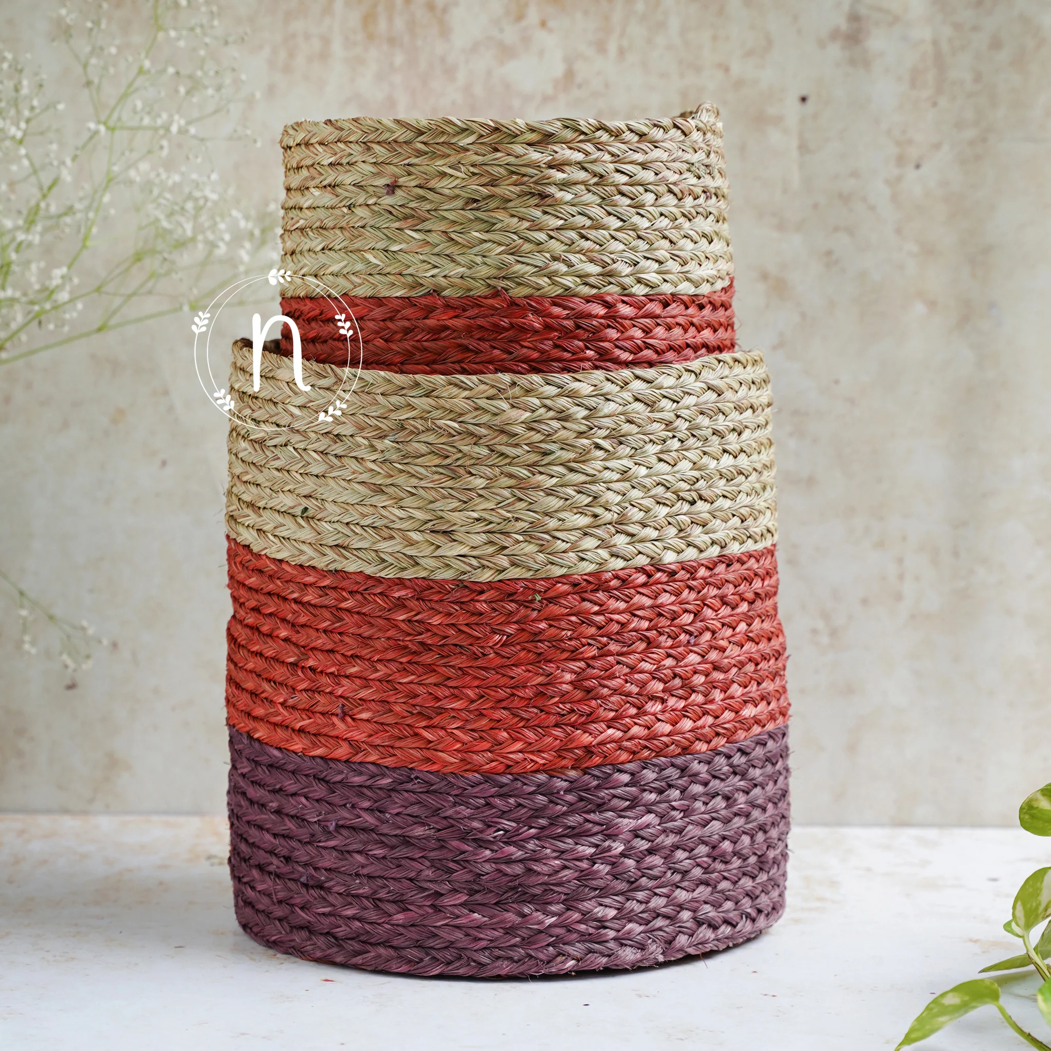 Eco-Friendly Planter Baskets Red Set of 2 - Image 5