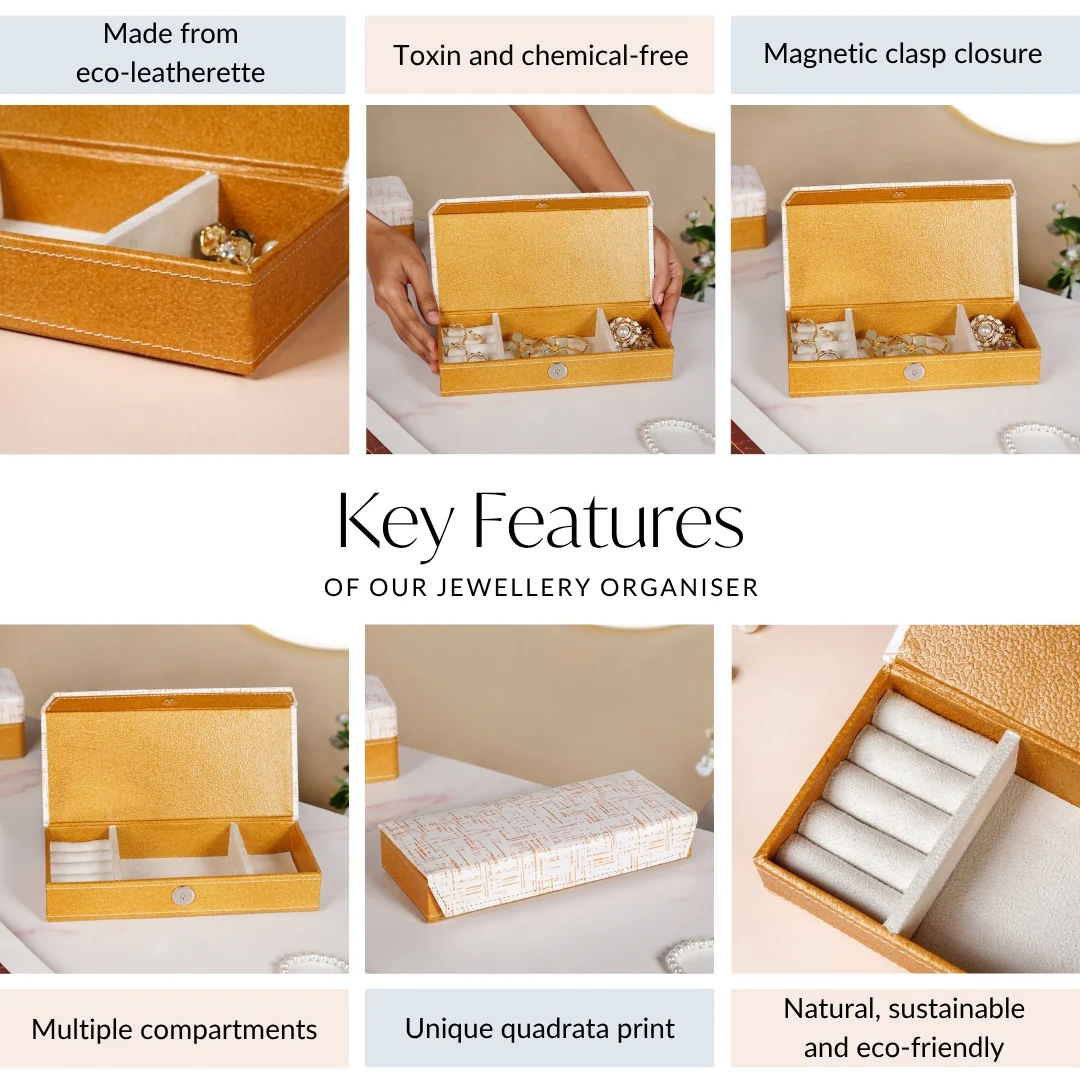 Eco Friendly Quadrata Pattern Sectioned Trinket Case - Image 5