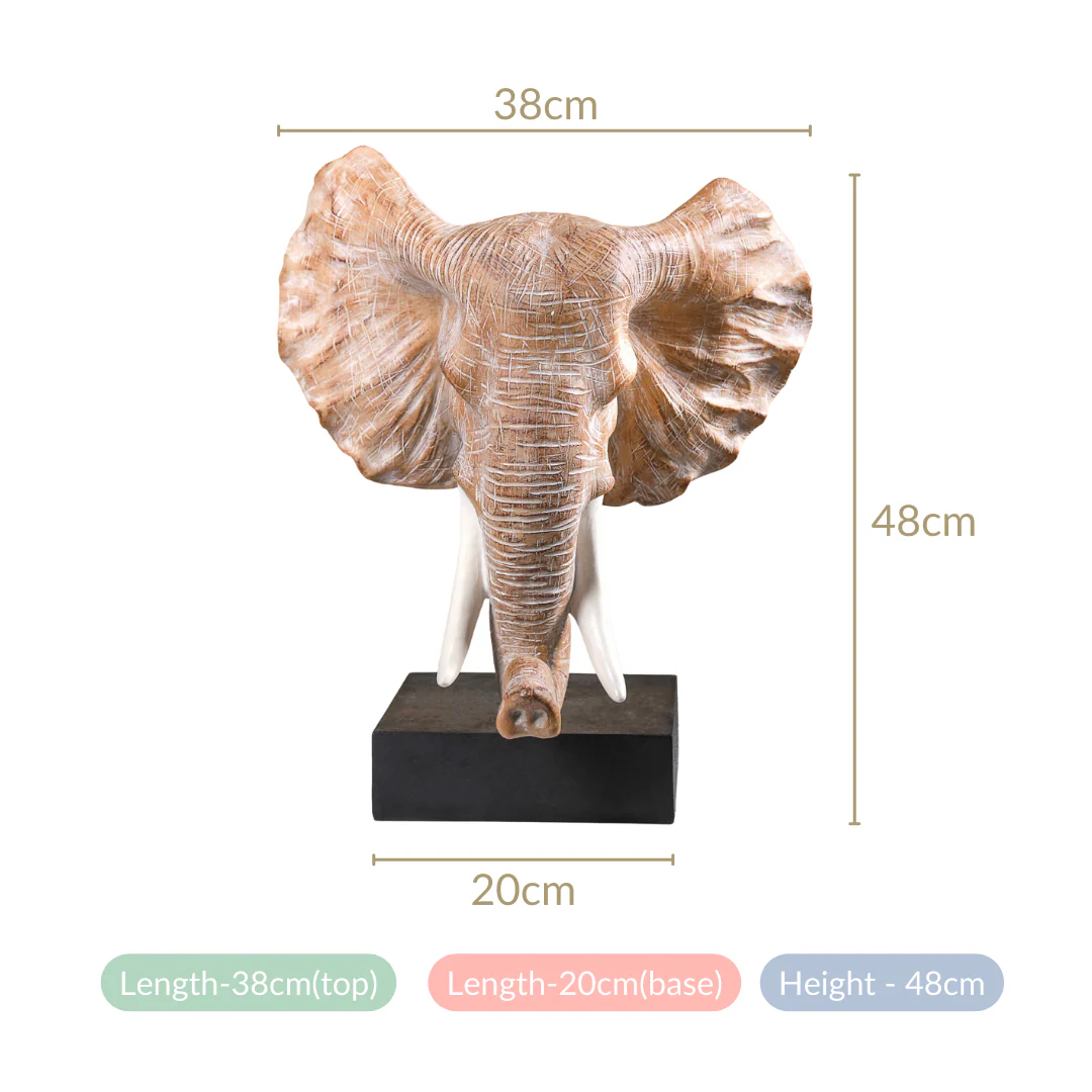 Elephant Bust With Tuskers Decor Sculpture - Image 6