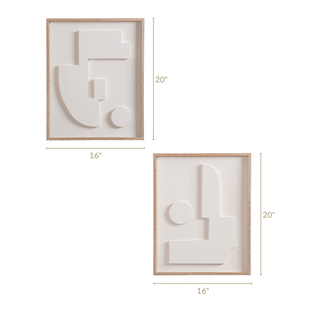 Embossed 3D Wall Art White Set Of 2 20x16 Inch - Image 7