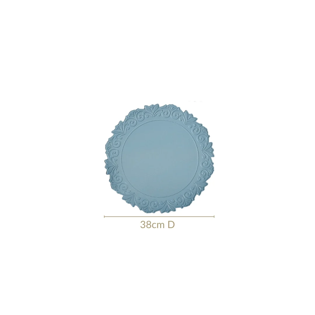 Embossed Cerulean Round Placemat Set Of 6 - Image 4