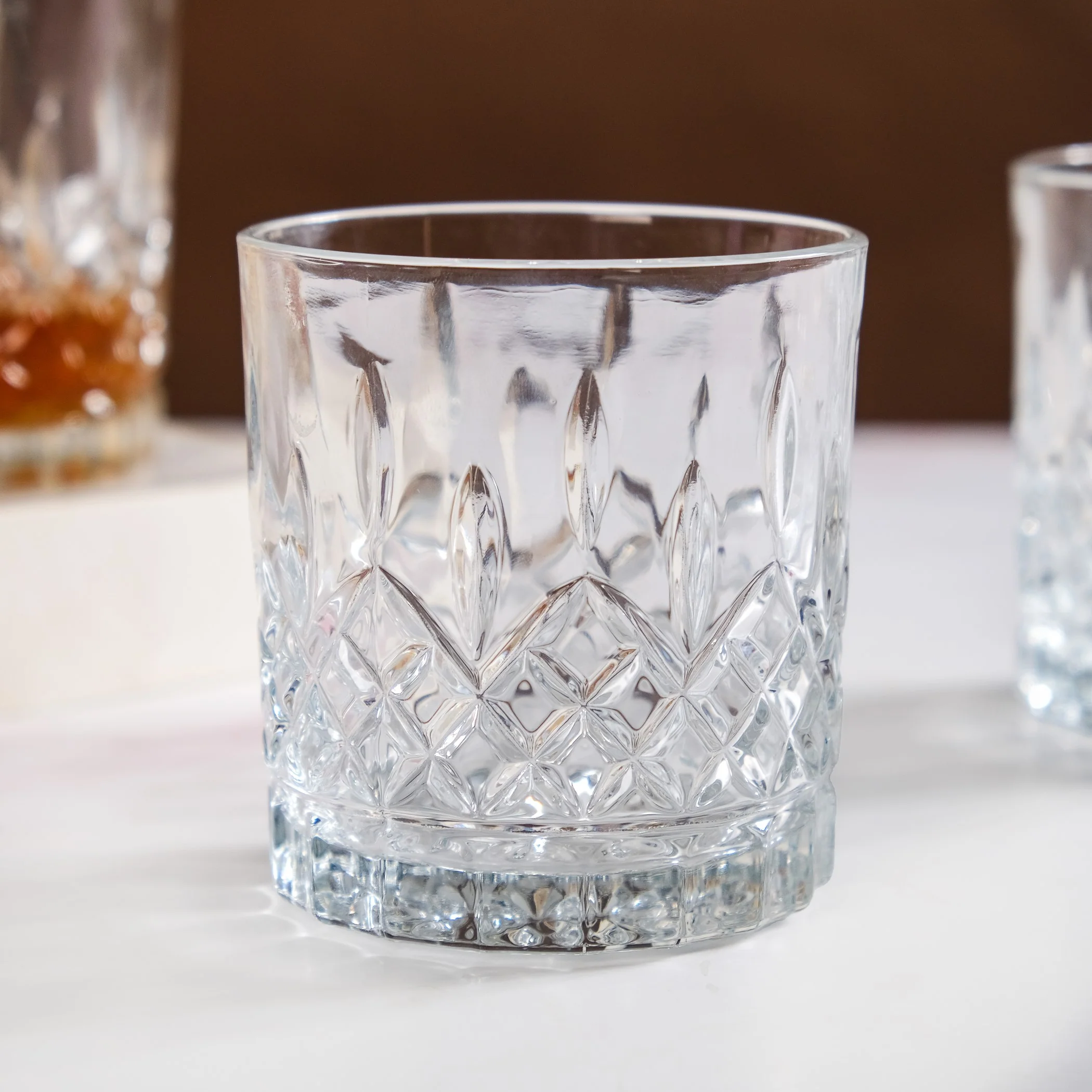 Embossed Heavy Base Old Fashioned Whiskey Glass Large Set Of 6 310ml - Image 8