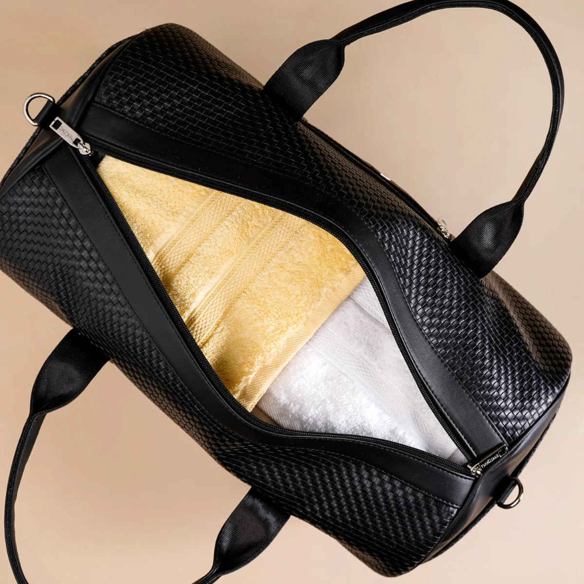 Embossed Sleek Black Duffle Bag - Image 10