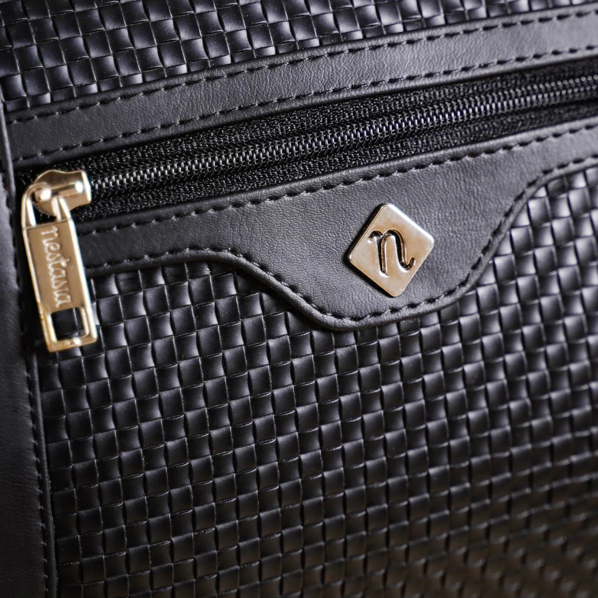 Embossed Sleek Black Duffle Bag - Image 13