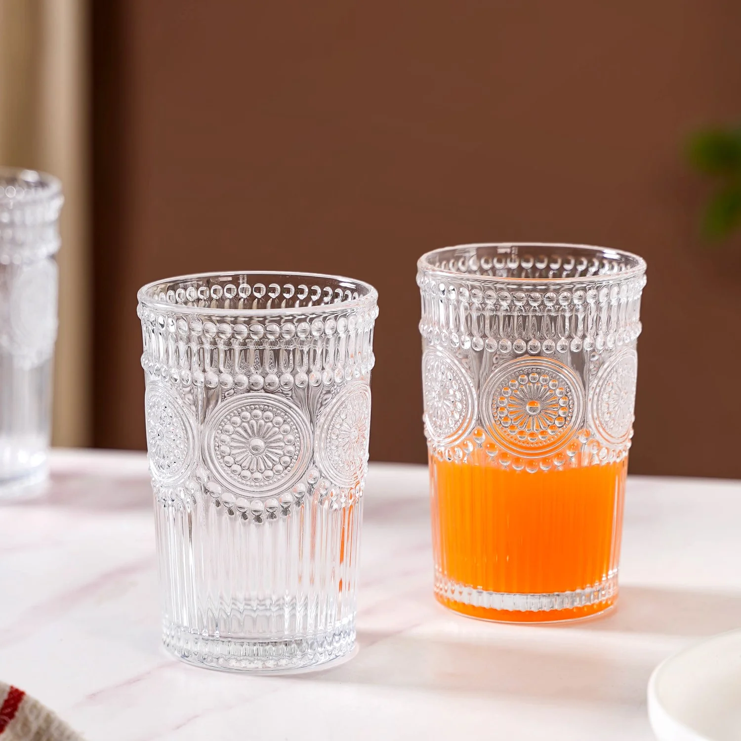 Embossed Tall Water Glass Set of 6 350ml - Image 4