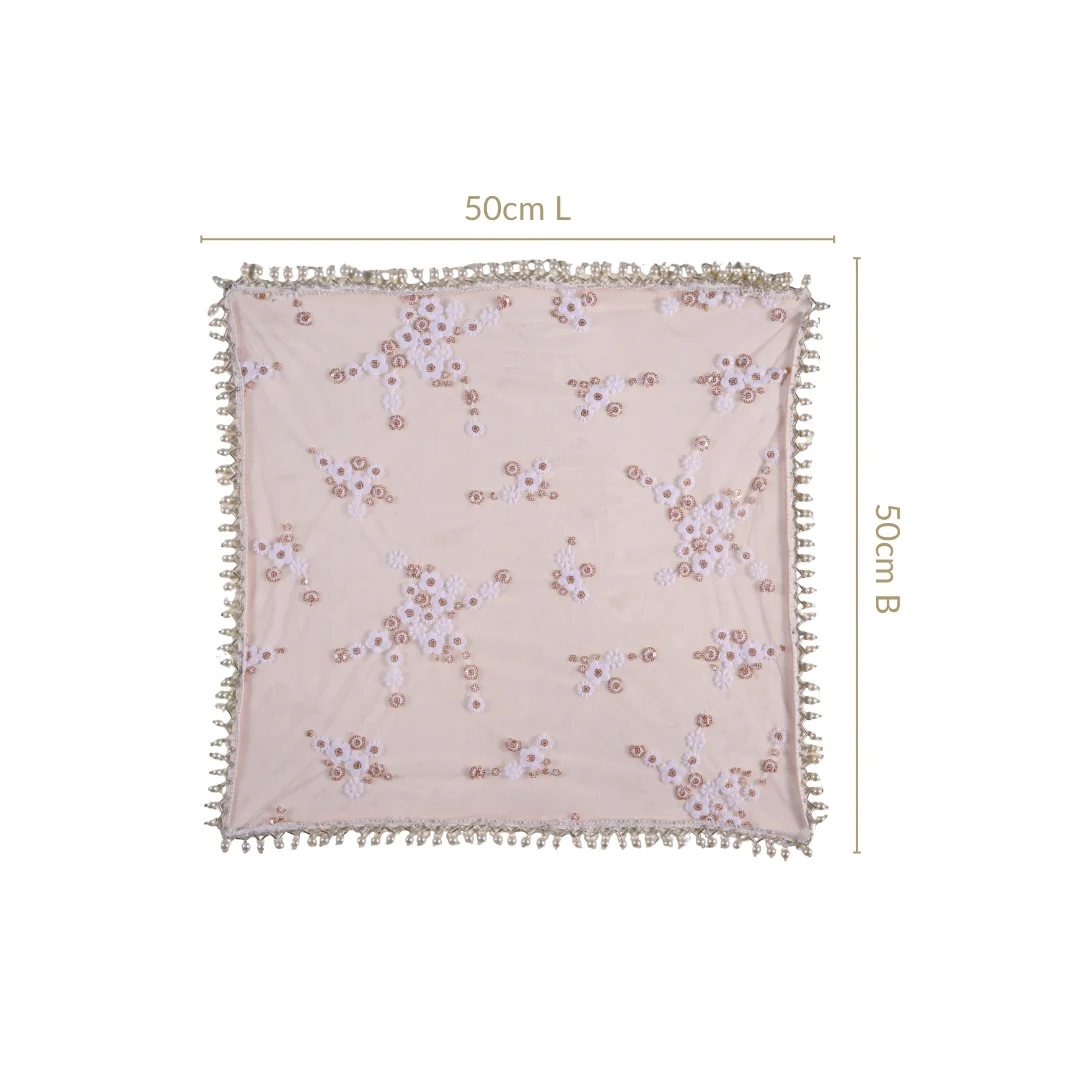 Embroidered Rose Pooja Thali Cover Set Of 2 - Image 3