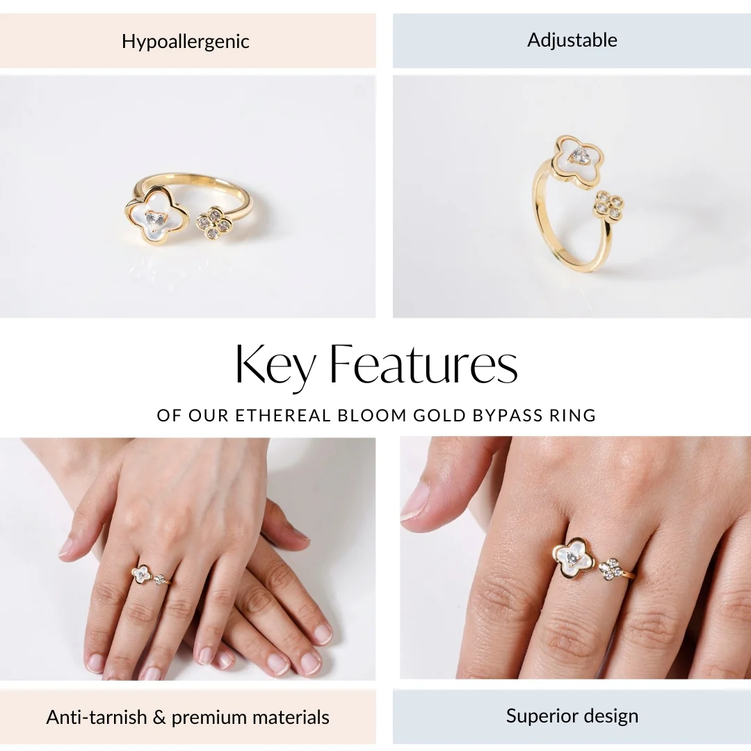Ethereal Bloom Gold Bypass Ring - Image 4