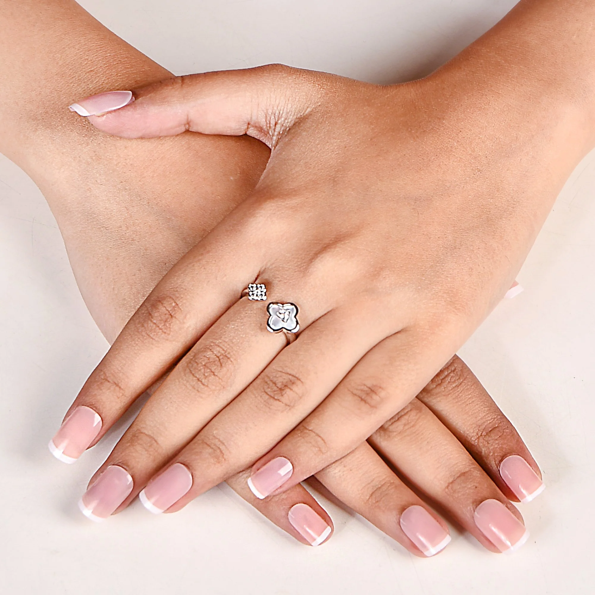 Ethereal Bloom Silver Bypass Ring - Image 2