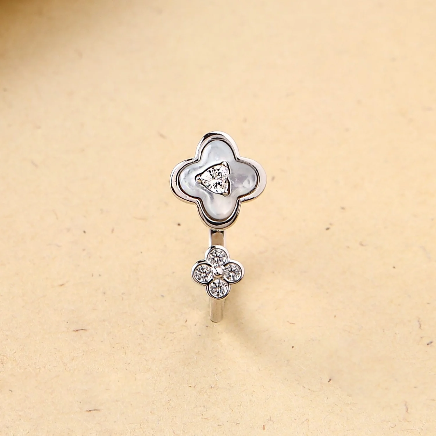 Ethereal Bloom Silver Bypass Ring - Image 6