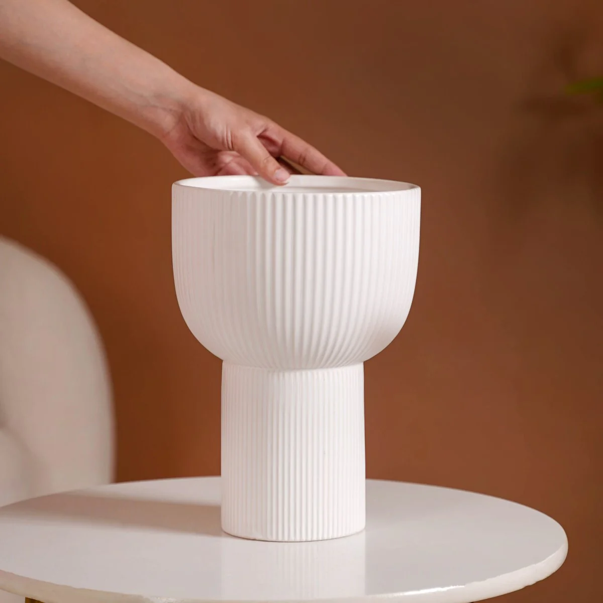 European Ceramic Flower Pot White - Image 4