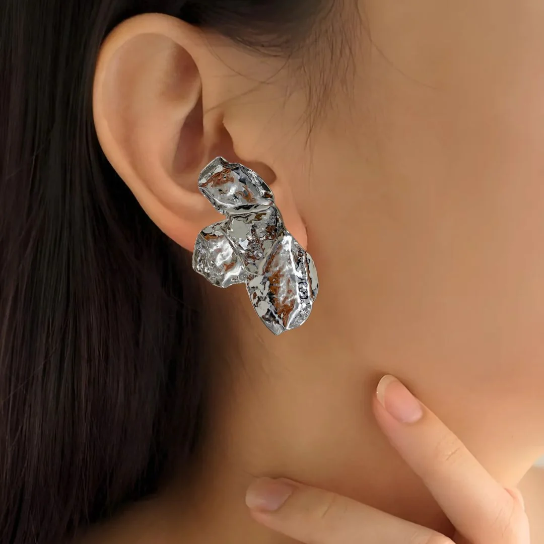 Evening Primrose Silver Statement Earrings - Image 2