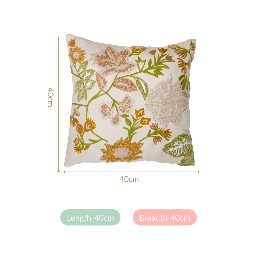 Fall Garden Embroidered Cushion Cover 40x40 cm - Image 4