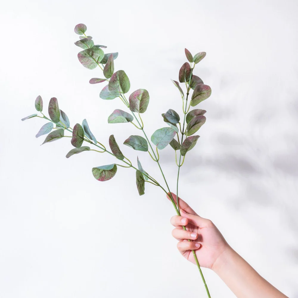 Faux Eucalyptus Purple Tinted Green Leaves - Image 2
