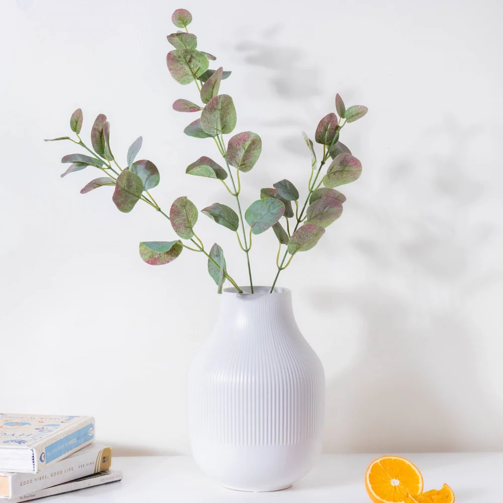 Faux Eucalyptus Purple Tinted Green Leaves - Image 4