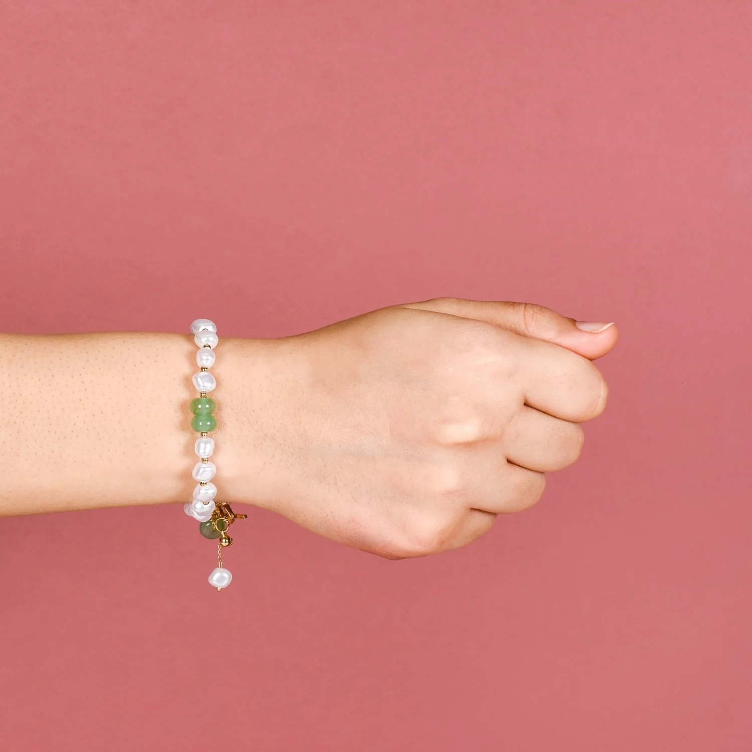 Faux Pearl And Jade Charm Bracelet - Image 2