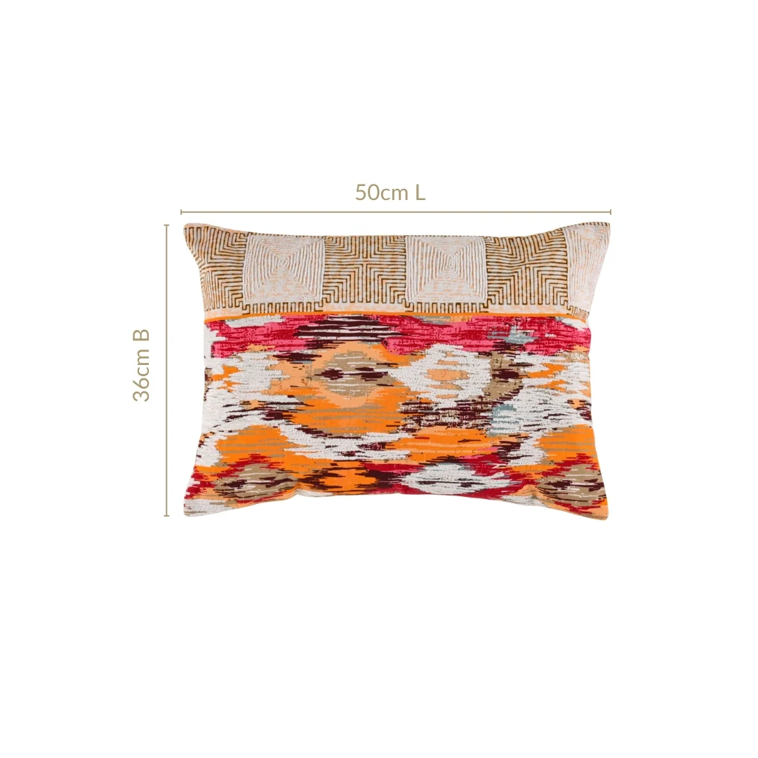 Feathered Print Embroidered Cotton Cushion Cover 50x36cm - Image 3