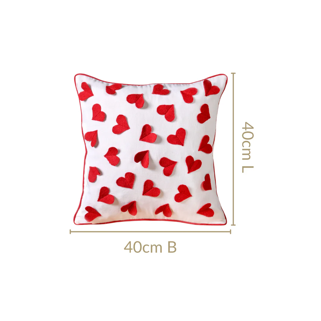 Felt Hearts Cotton Cushion Cover 40x40cm - Image 4