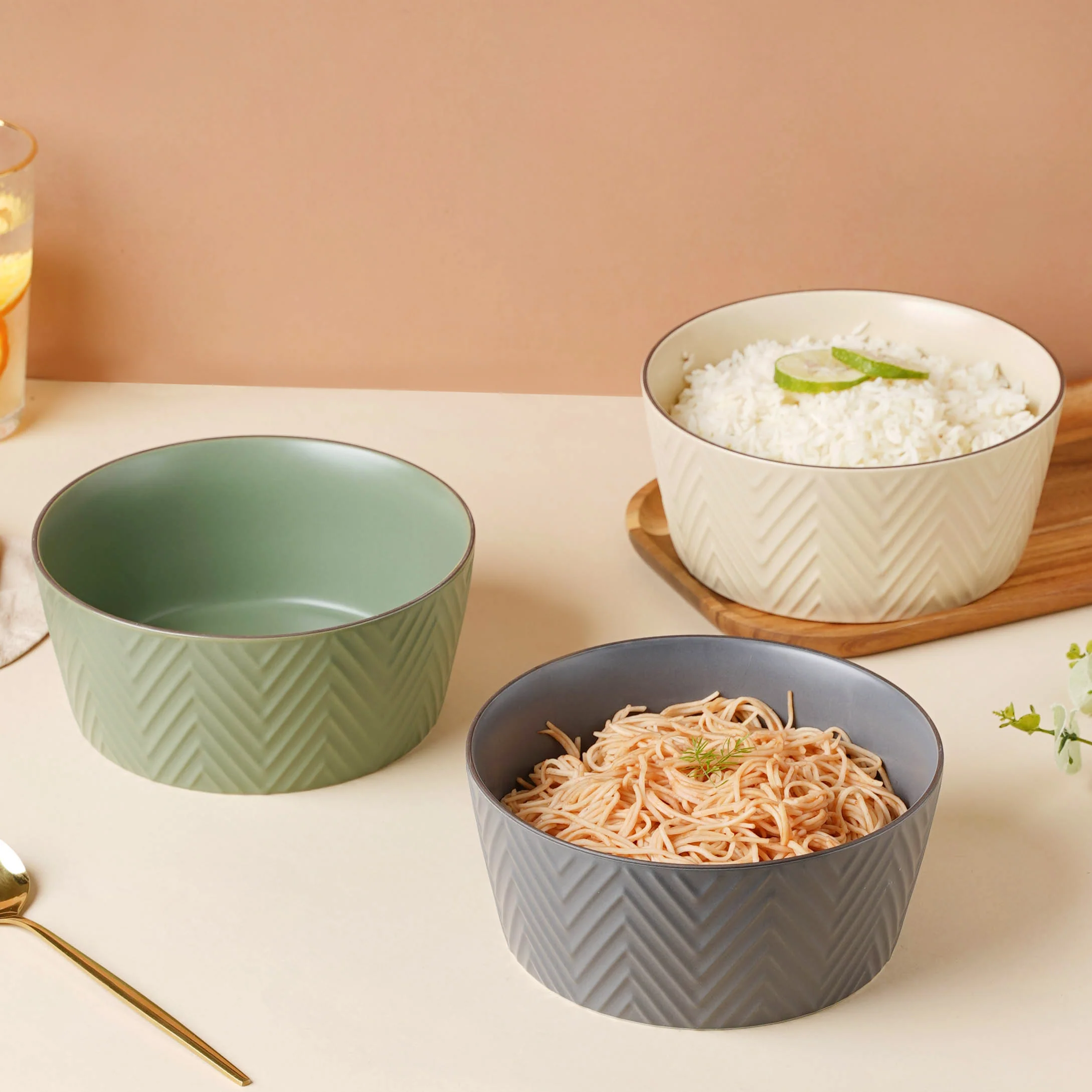 Fern Green Textured Serving Bowl - Image 8