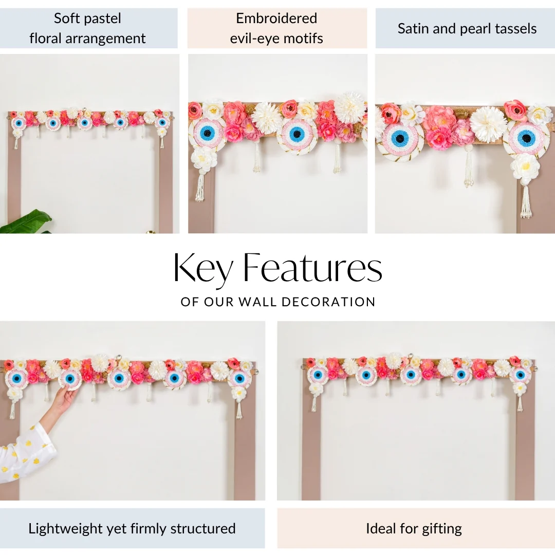Festive Evil Eye Floral Toran With Tassels - Image 5