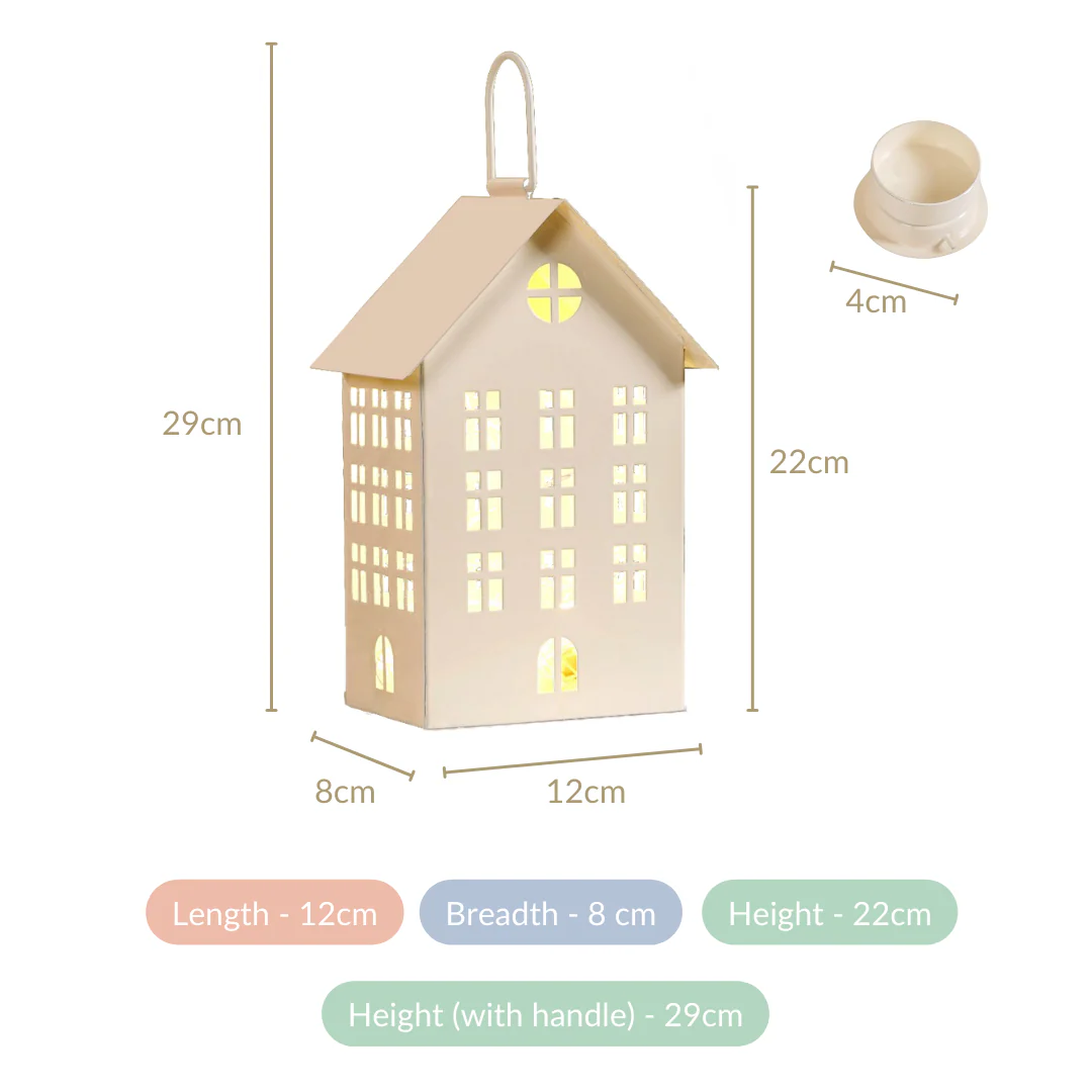 Festive House Lantern With Handle Ivory - Image 5