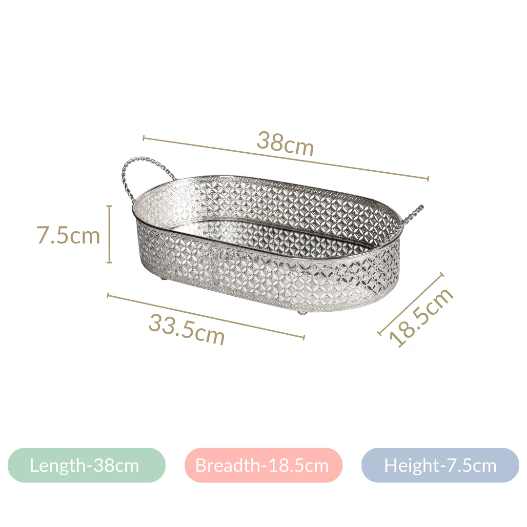 Festive Oval Tray Silver Large - Image 8