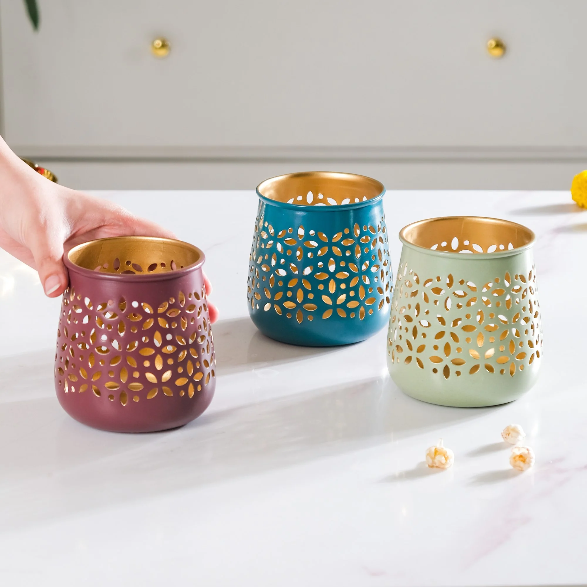 Festive Tealight Candle Holder Set Of 3 - Image 2