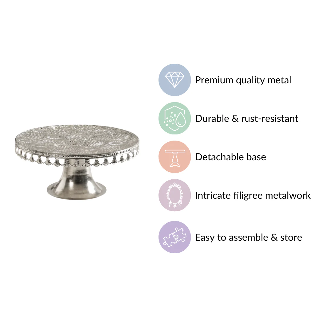 Filigree Metal Cake Stand Silver - Image 7